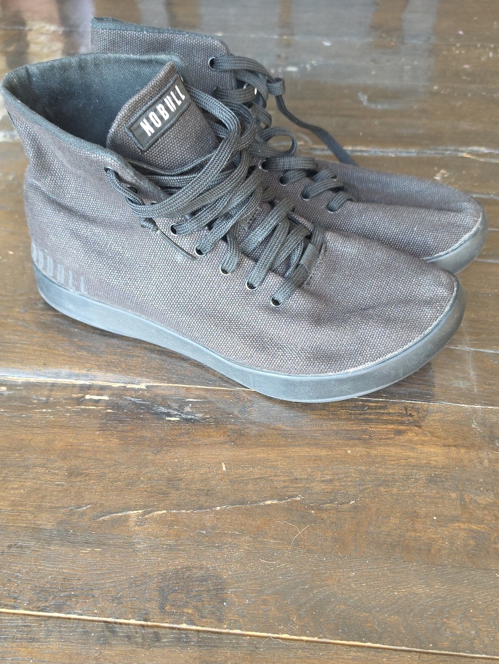(8.5M) (10W) NOBULL Men’s High-Top Canvas Sneakers in Black Sleek Minimalist Wow